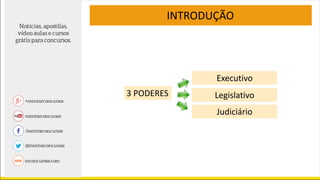 INTRODUÇÃO
3 PODERES
Executivo
Legislativo
Judiciário
 
