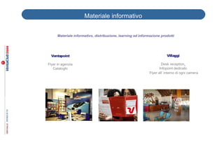 Materiale informativo


      Materiale informativo, distribuzione, learning ed informazione prodotti




  Ventapoint                                                             Villaggi

Flyer in agenzia                                                      Desk reception
   Cataloghi                                                         Infopoint dedicato
                                                              Flyer all’ interno di ogni camera
 