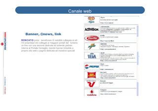 Canale web




    Banner, @news, link
RONCAT O potra’ beneficiare di visibilità collegata ai siti
VV proprietari e/o collegati ai maggiori portali del turismo
on line con una sezione dedicata ad aziende partner,
interna al Portale Ventaglio, tramite banner linkabile a
proprio sito web o pagina dedicata ad iniziative speciali
 
