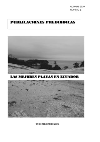 PUBLICACIONES PREDIODICAS
LAS MEJORES PLAYAS EN ECUADOR
OCTUBRE 2020
NUMERO 1
09 DE FEBRERO DE 2021
 
