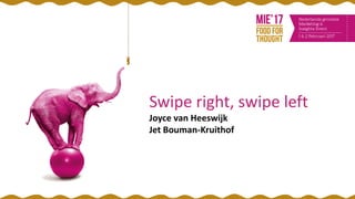Swipe right, swipe left
Joyce van Heeswijk
Jet Bouman-Kruithof
 