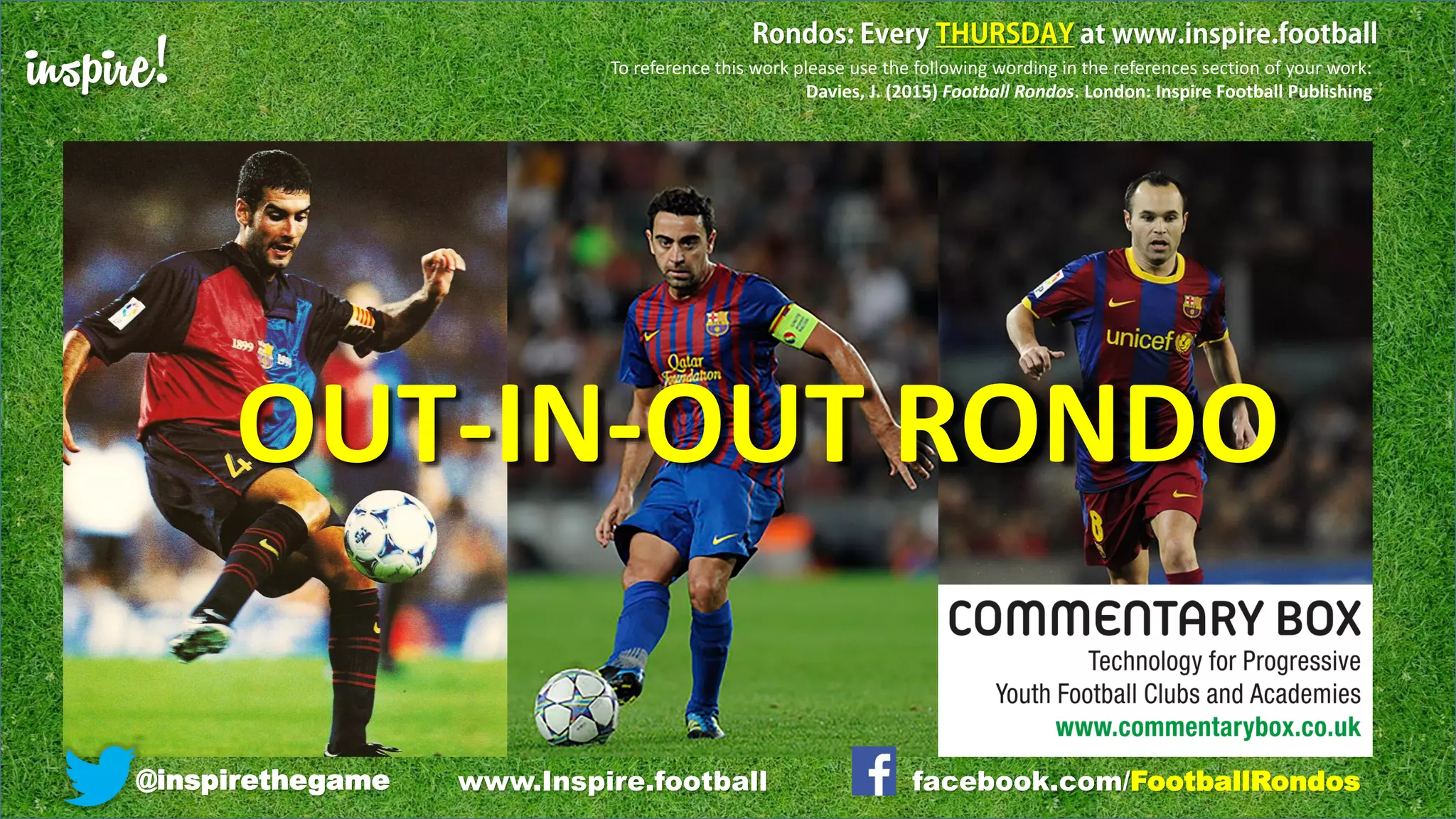 inspire! To reference this work please use the following wording in the references section of your work:
Davies, J. (2015) Football Rondos. London: Inspire Football Publishing
@inspirethegame facebook.com/FootballRondoswww.Inspire.football
OUT-IN-OUT RONDO
 