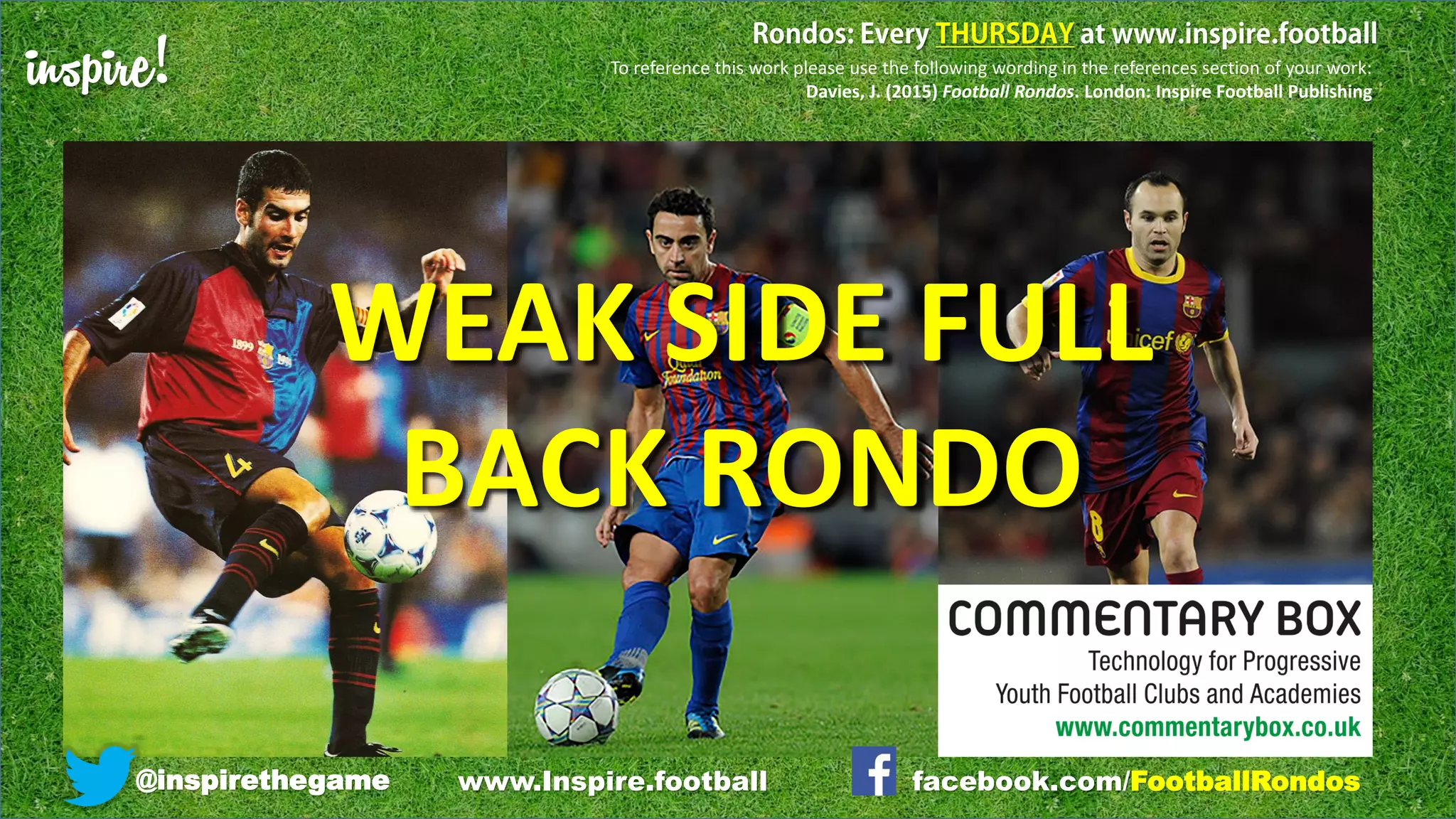 inspire! To reference this work please use the following wording in the references section of your work:
Davies, J. (2015) Football Rondos. London: Inspire Football Publishing
@inspirethegame facebook.com/FootballRondoswww.Inspire.football
WEAK SIDE FULL
BACK RONDO
 