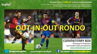 inspire! To reference this work please use the following wording in the references section of your work:
Davies, J. (2015) Football Rondos. London: Inspire Football Publishing
@inspirethegame facebook.com/FootballRondoswww.Inspire.football
OUT-IN-OUT RONDO
 