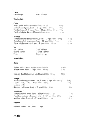 Ronnie coleman training routine myplan | DOCX