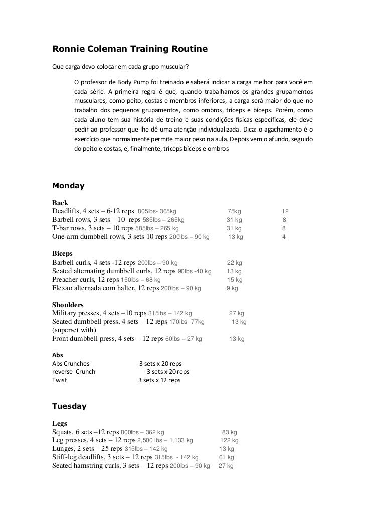 Ronnie coleman training routine myplan
