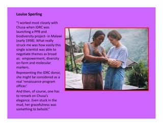 Eulogy for Chusa Ginés, CIAT Cali, May 12, 2010