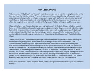 Eulogy for Chusa Ginés, CIAT Cali, May 12, 2010