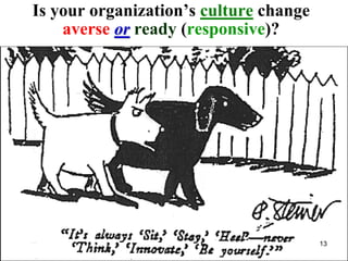 Is your organization’s culture change
averse or ready (responsive)?
13
 