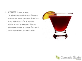 Zonas:  Guadalupe  y Martinica son los típicos rones de este origen. Debido a su producción y sobre todo a su crianza estática, acostumbran a ser más caros que los rones de melaza. 