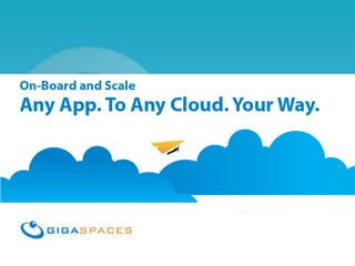 GigaSpaces Cloudify
Any App, On Any Cloud, Your Way
February 2012
 
