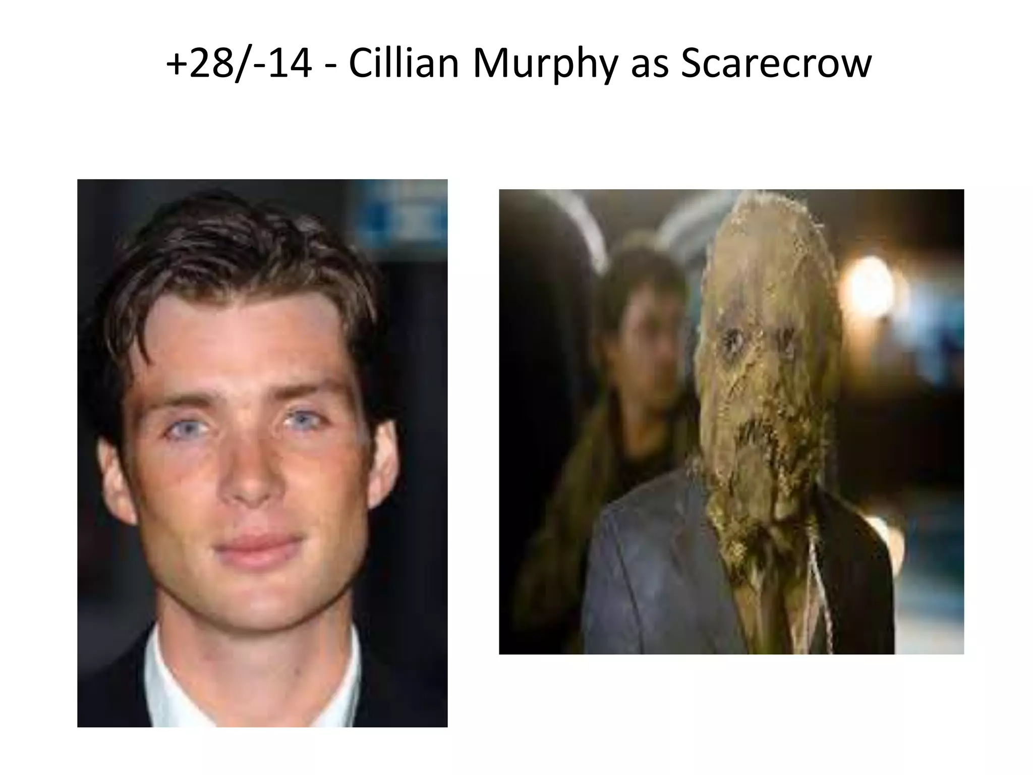 +28/-14 - Cillian Murphy as Scarecrow
 