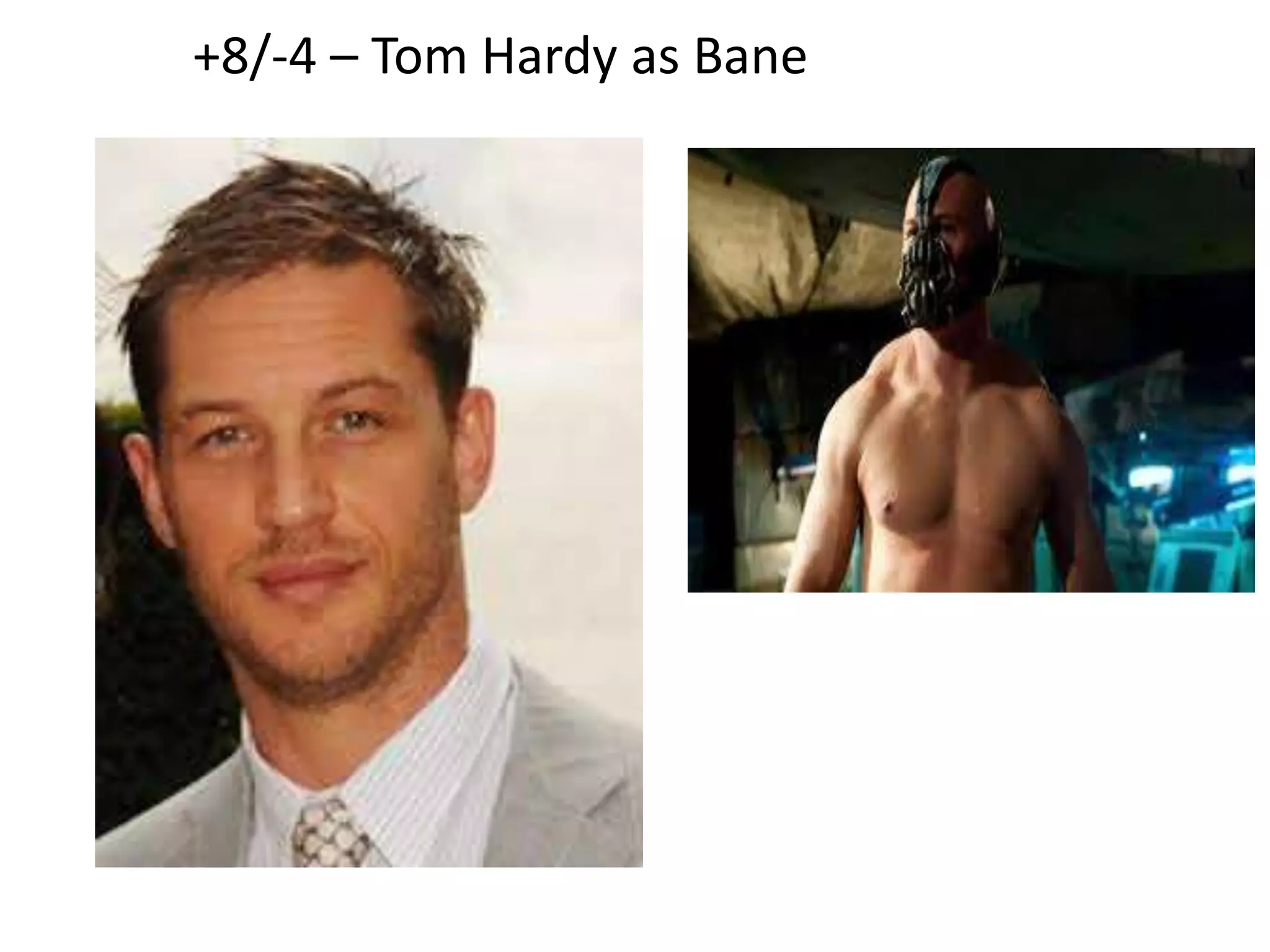 +8/-4 – Tom Hardy as Bane
 