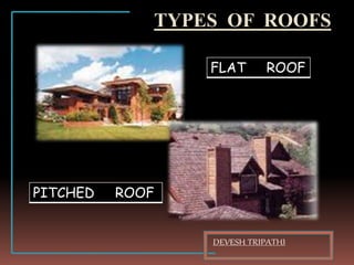 TYPES OF ROOFS
FLAT ROOF
PITCHED ROOF
 
