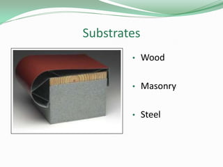 Substrates
• Wood
• Masonry
• Steel
 