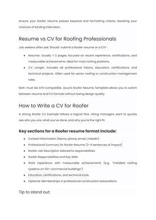 Roofer Resume Examples & Writing Guide for 2025 | PDF