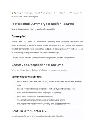 Roofer Resume Examples & Writing Guide for 2025 | PDF