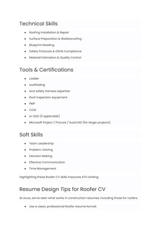 Roofer Resume Examples & Writing Guide for 2025 | PDF