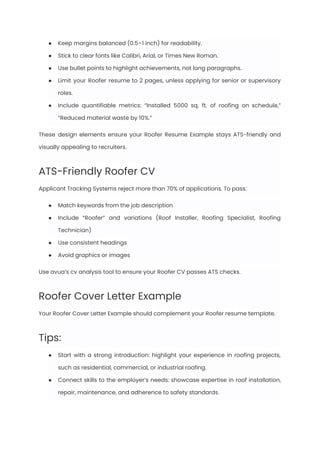Roofer Resume Examples & Writing Guide for 2025 | PDF