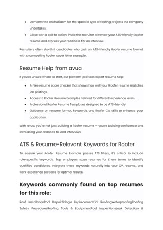 Roofer Resume Examples & Writing Guide for 2025 | PDF