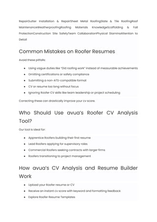 Roofer Resume Examples & Writing Guide for 2025 | PDF