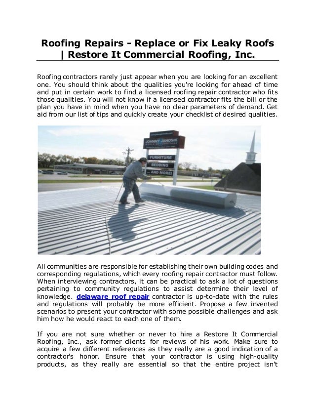 Roofing Repairs Replace Or Fix Leaky Roofs Restore It Commercial Roof