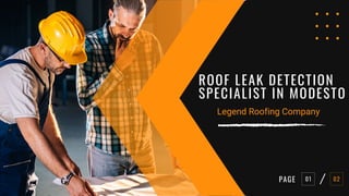 ROOF LEAK DETECTION
SPECIALIST IN MODESTO
Legend Roofing Company
PAGE 01 02
 