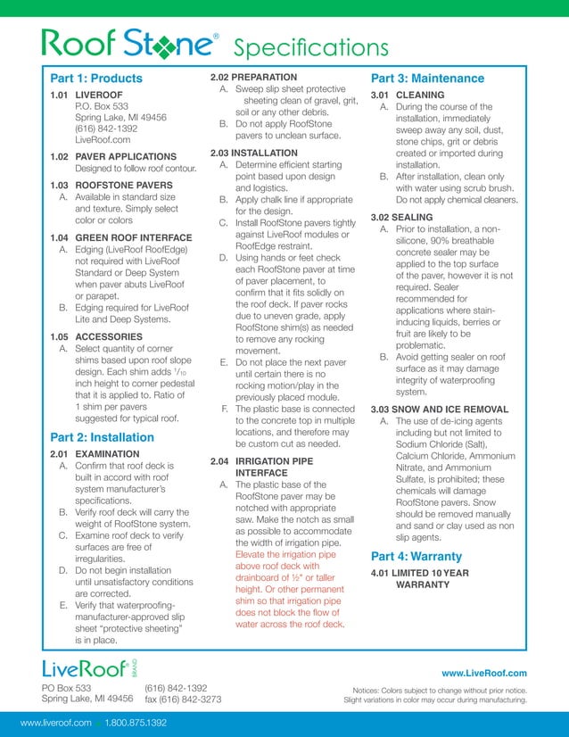 Introducing RoofStone™ the Integrated Paver Solution for the LiveRoof