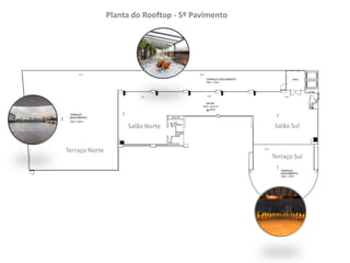 Planta do Rooftop - 5º Pavimento
Salão Norte Salão Sul
Terraço Norte
Terraço Sul
 