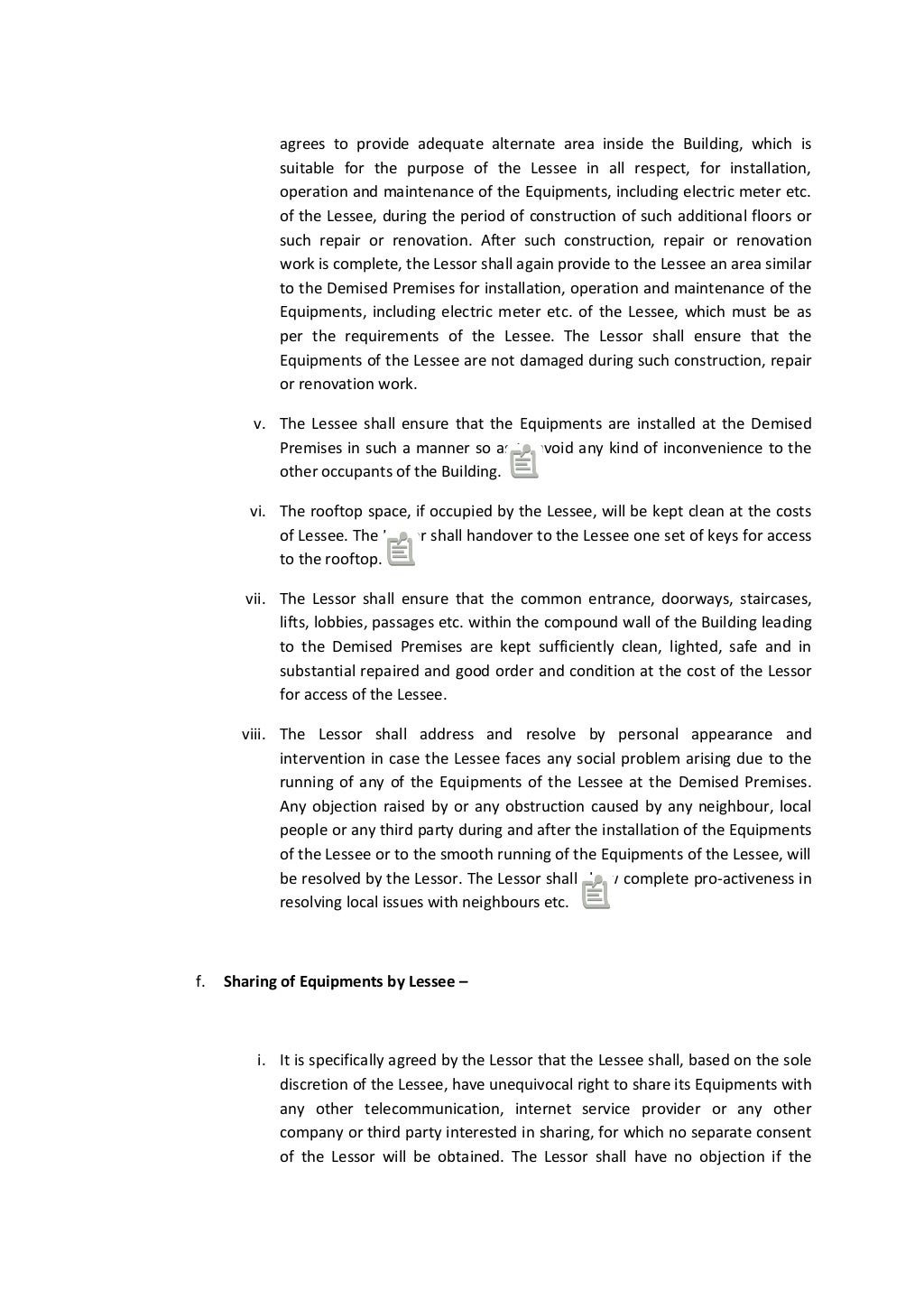 Rooftop lease agreement for tower