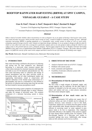 Rooftop rainwater harvesting (rrwh) at spsv campus, visnagar gujarat a ...