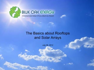 The Basics about Rooftops
    and Solar Arrays
         July 08, 2012
 