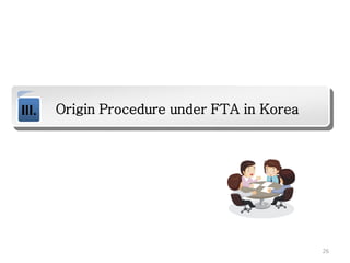 III. Origin Procedure under FTA in Korea
26
 