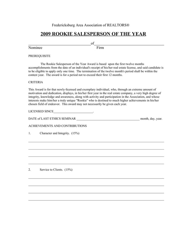 Rookie Of The Year | PDF