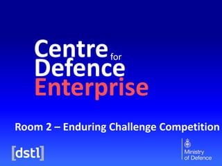 Centre
Defence
Enterprise
for

Room 2 – Enduring Challenge Competition

 