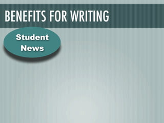 BENEFITS FOR WRITING
  Student
   News
 
