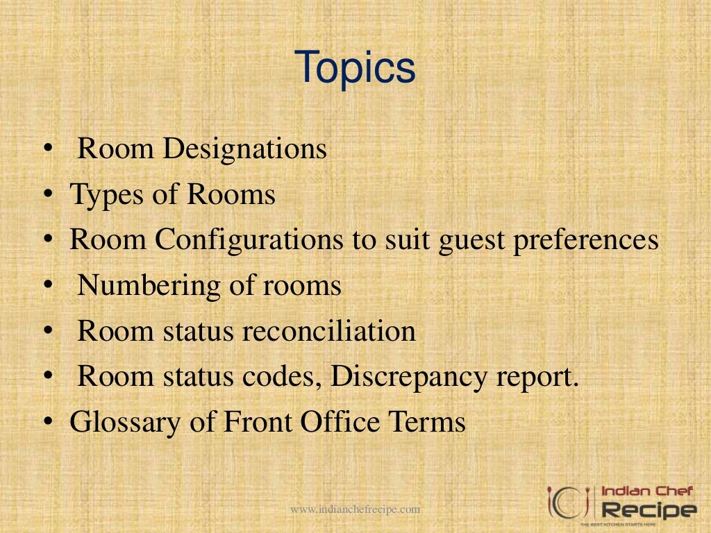 ROOM DESIGNATION IN HOTEL
