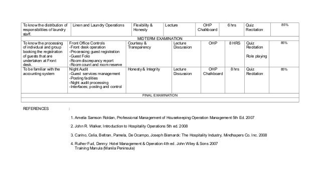 Rooms division-management-and-control-system-course-outline