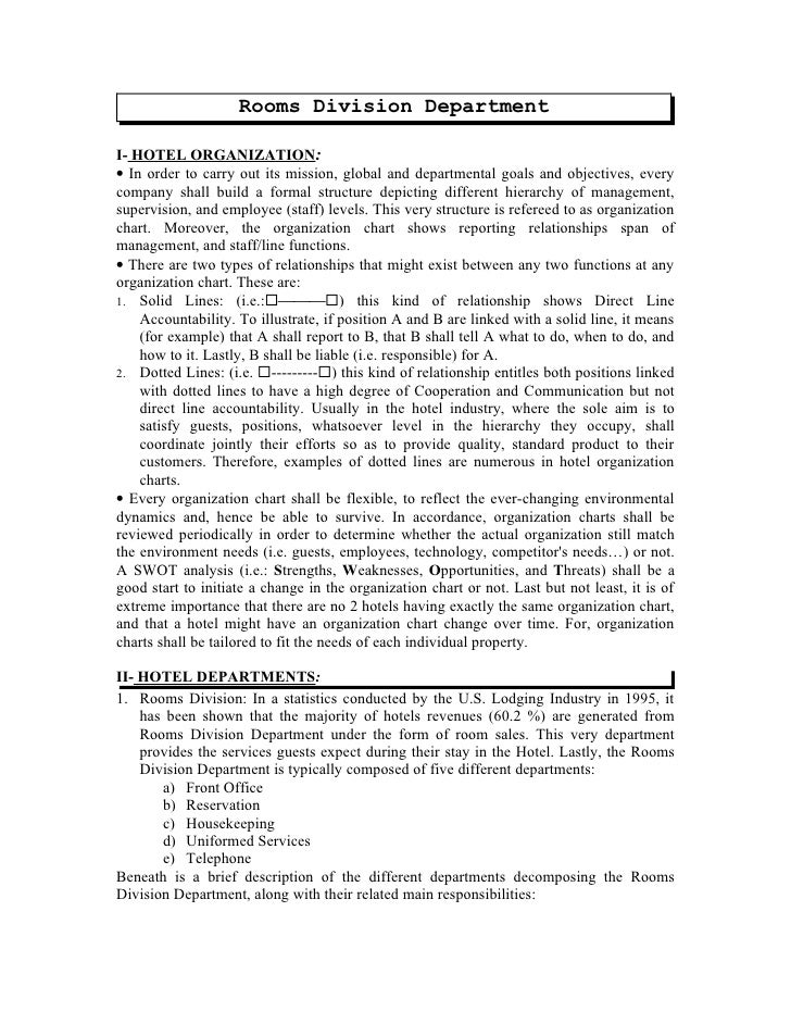 Rooms division department