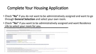 Selection Room Example General Selection - Room Selection 2018 | PPTX