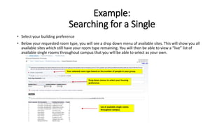 Selection Room Example General Selection - Room Selection 2018 | PPT