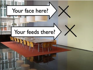 Roomware and the Internet of things



Your face here?


Your feeds there?




   Peter Kaptein | Instant Interfaces | The RoomWare project
 