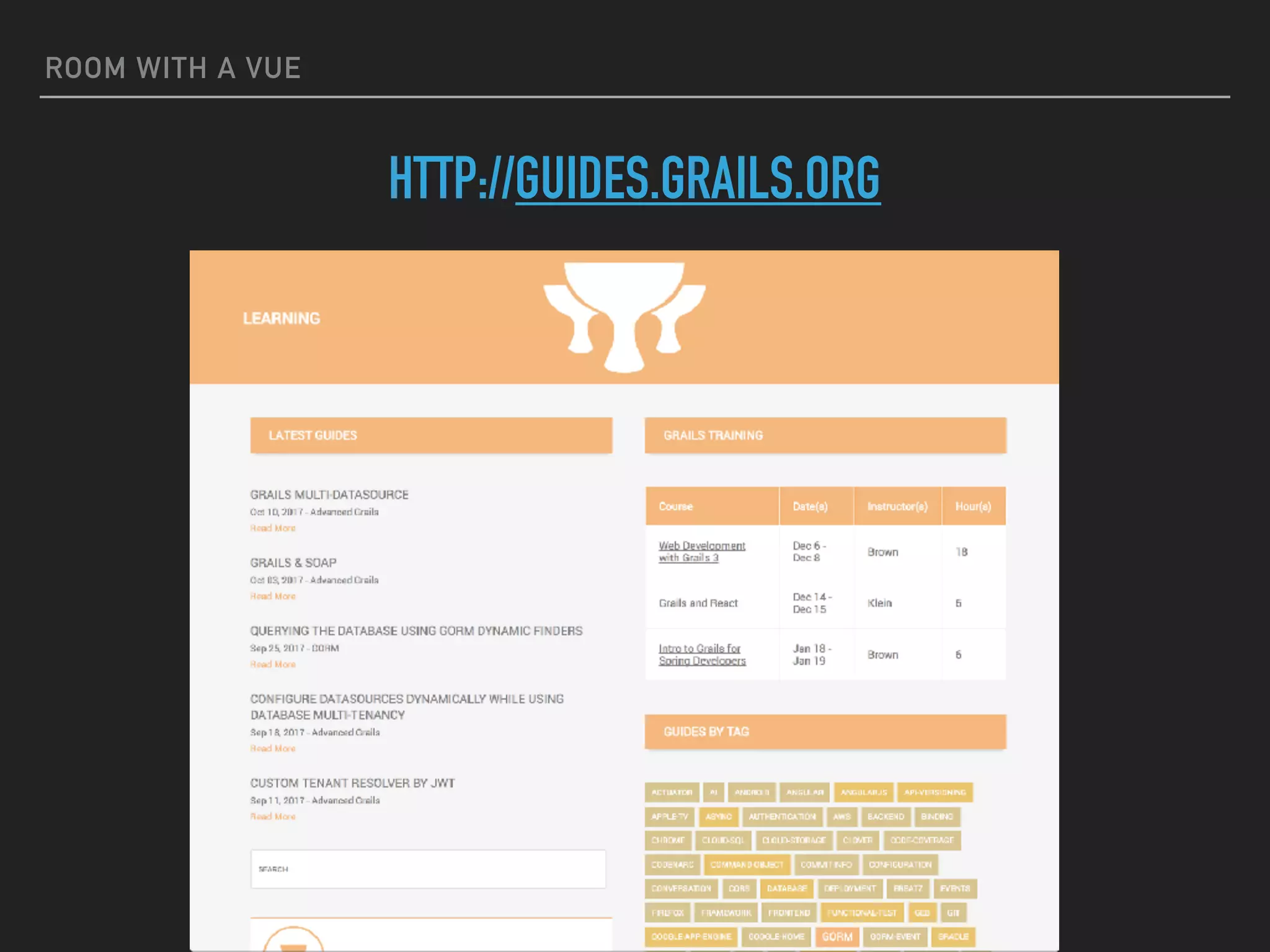 HTTP://GUIDES.GRAILS.ORG
ROOM WITH A VUE
 