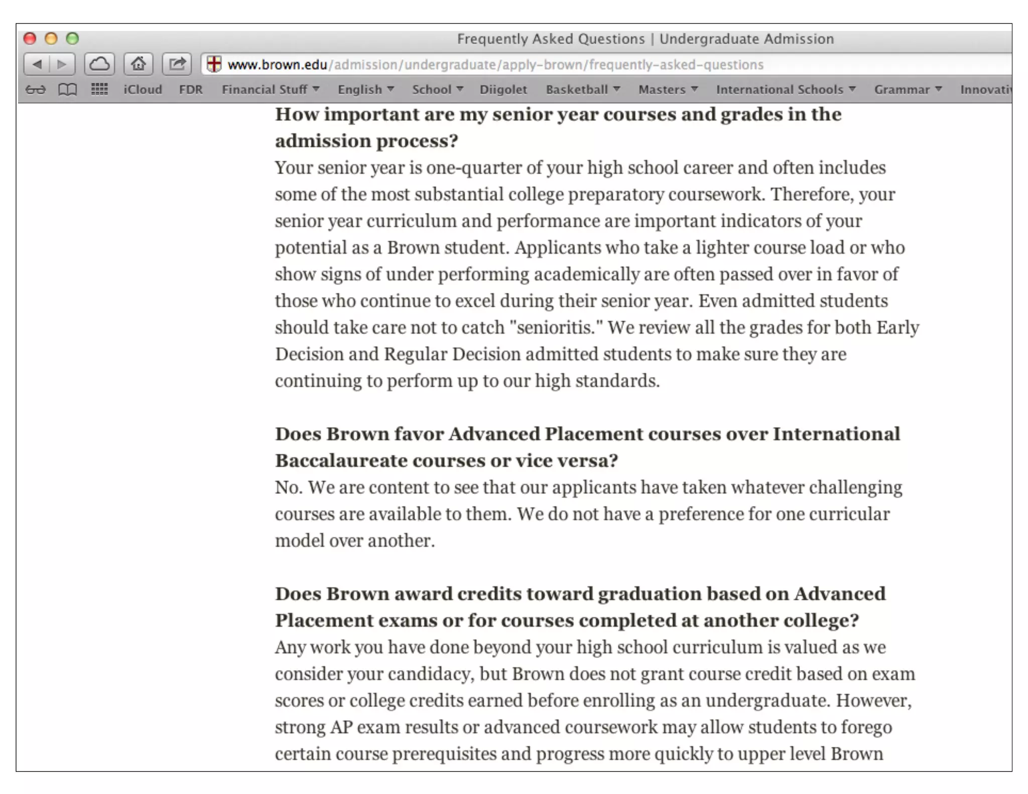 What do colleges require? - Brown
 