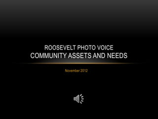ROOSEVELT PHOTO VOICE
COMMUNITY ASSETS AND NEEDS
         November 2012
 