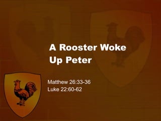 A Rooster Woke  Up Peter Matthew 26:33-36 Luke 22:60-62 