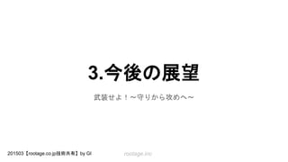 rootage.inc201503【rootage.co.jp技術共有】by GI
3.今後の展望
武装せよ！〜守りから攻めへ〜
 