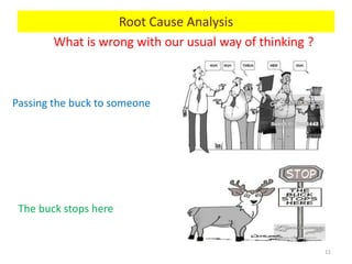 What is wrong with our usual way of thinking ?
11
Passing the buck to someone
The buck stops here
Root Cause Analysis
 