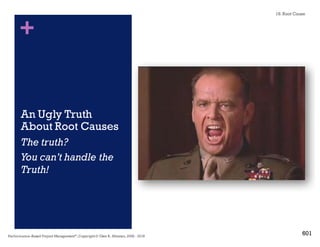 +
18.6 An Ugly Truth
About Root
Causes
The truth?
You can’t handle the
Truth!
18. Root Cause
Performance–Based Project Management®, Copyright © Glen B. Alleman, 2002 ― 2016
895
 