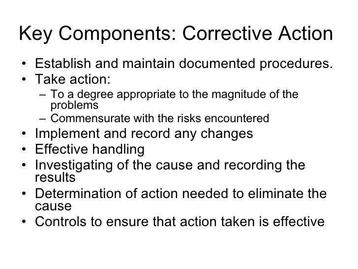 Root cause corrective action